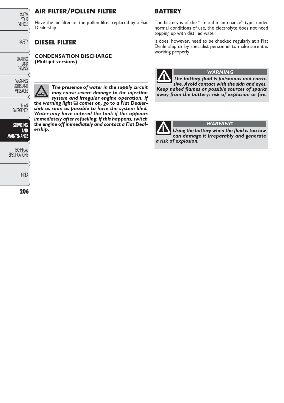 FIAT Nuovo Doblo' Panorama User Manual | Page 207 / 274