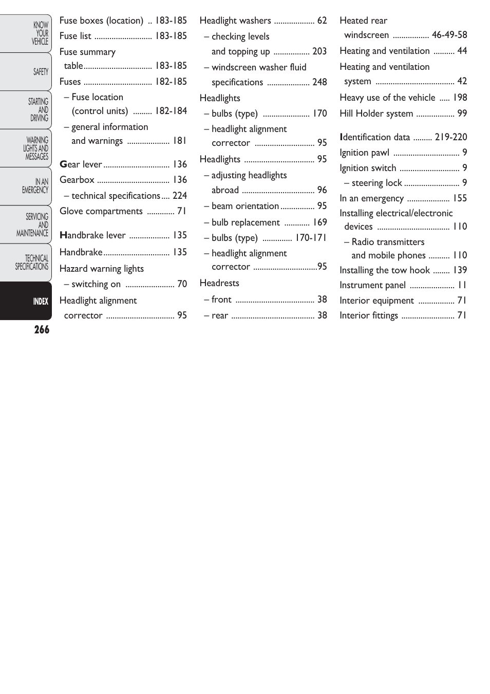 FIAT Nuovo Doblo' Panorama User Manual | Page 267 / 274