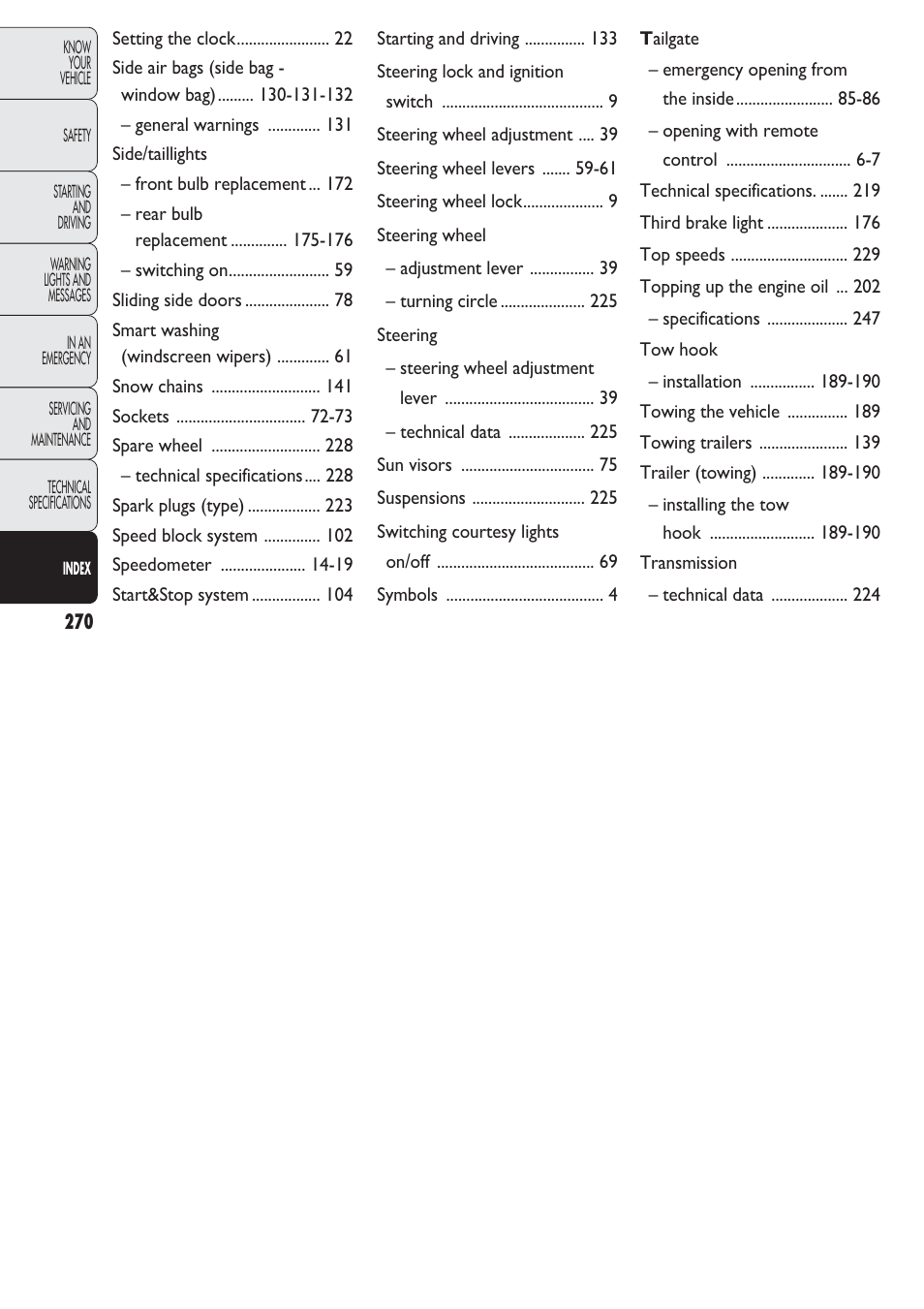 FIAT Nuovo Doblo' Panorama User Manual | Page 271 / 274