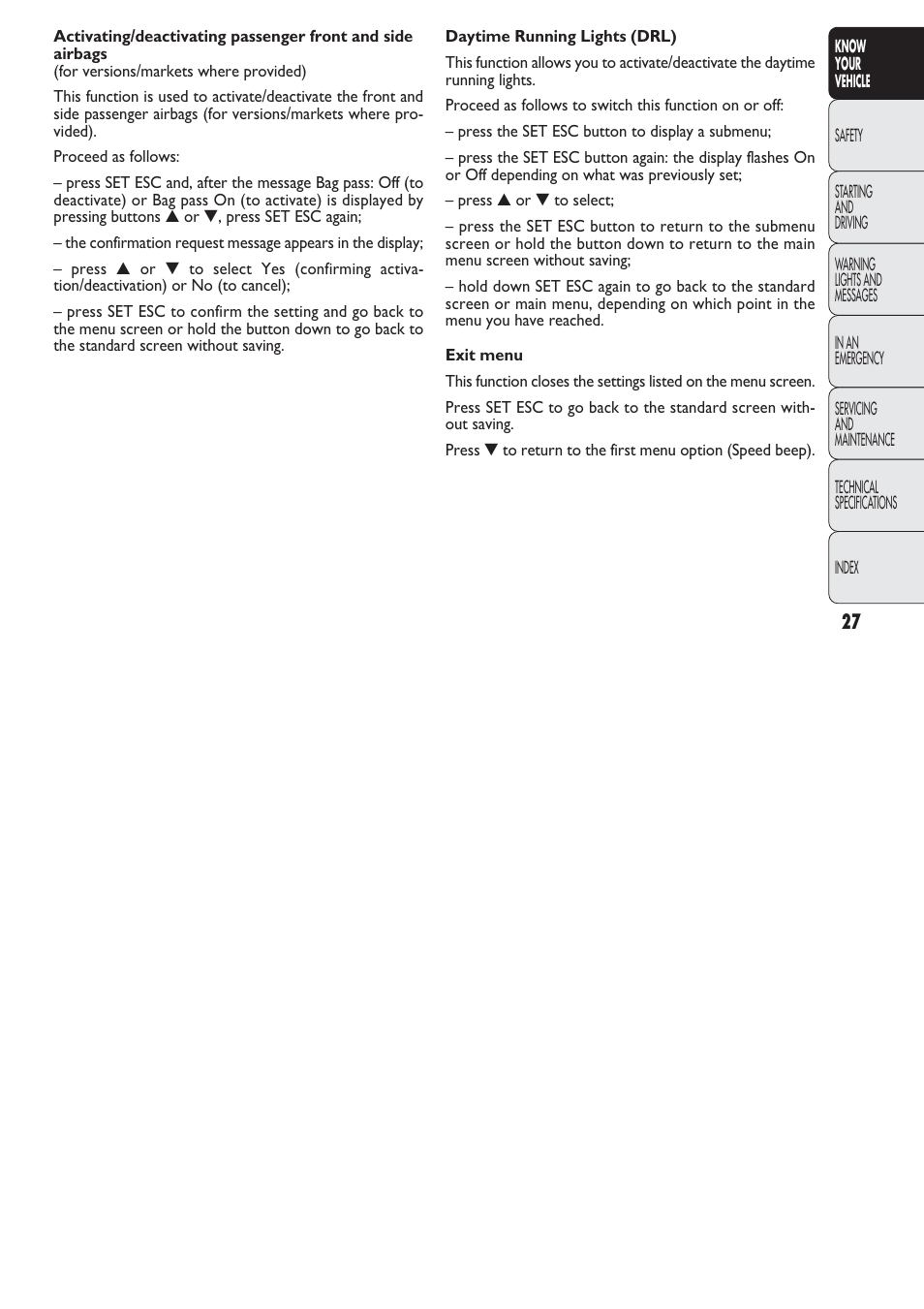 FIAT Nuovo Doblo' Panorama User Manual | Page 28 / 274