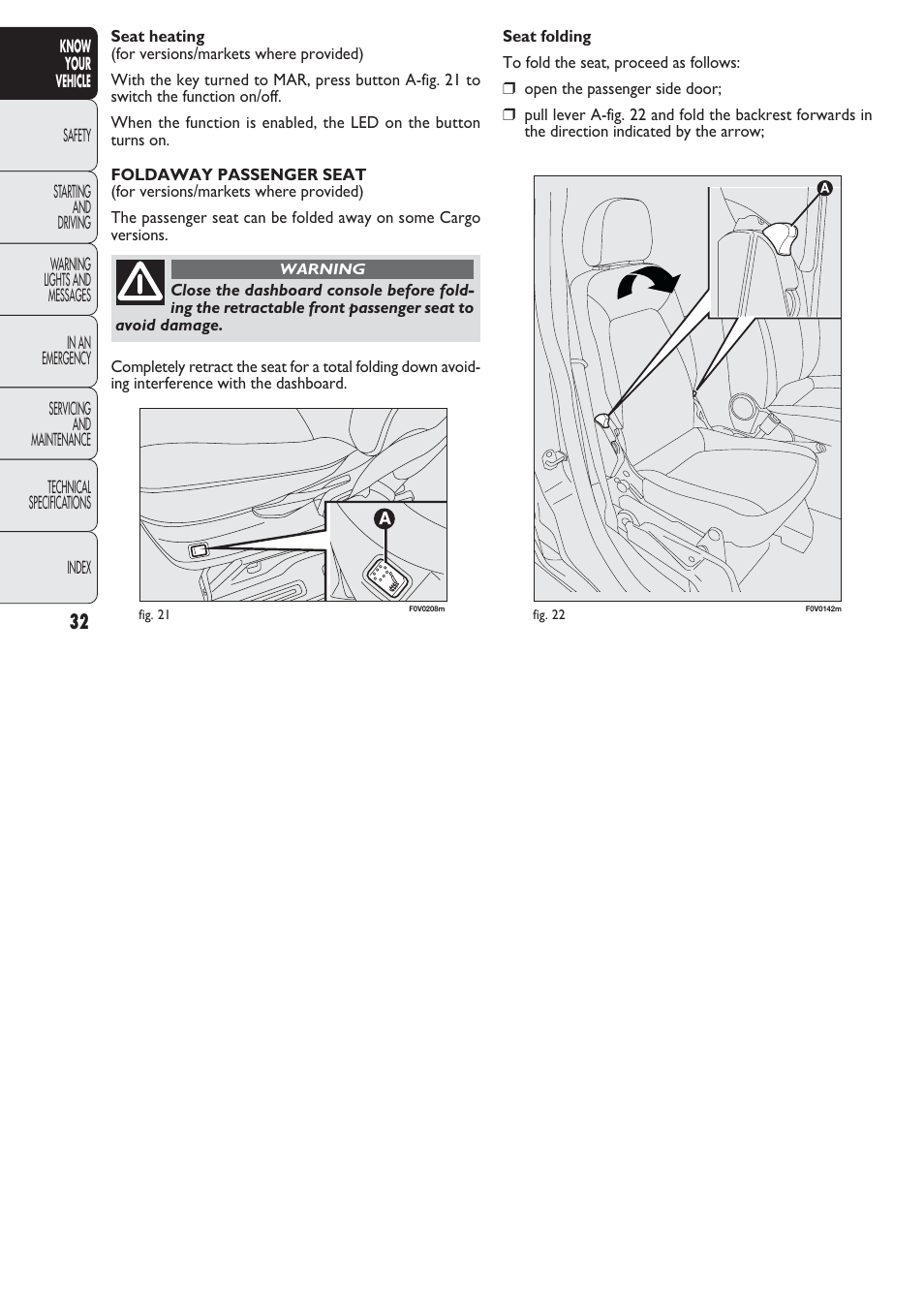 FIAT Nuovo Doblo' Panorama User Manual | Page 33 / 274