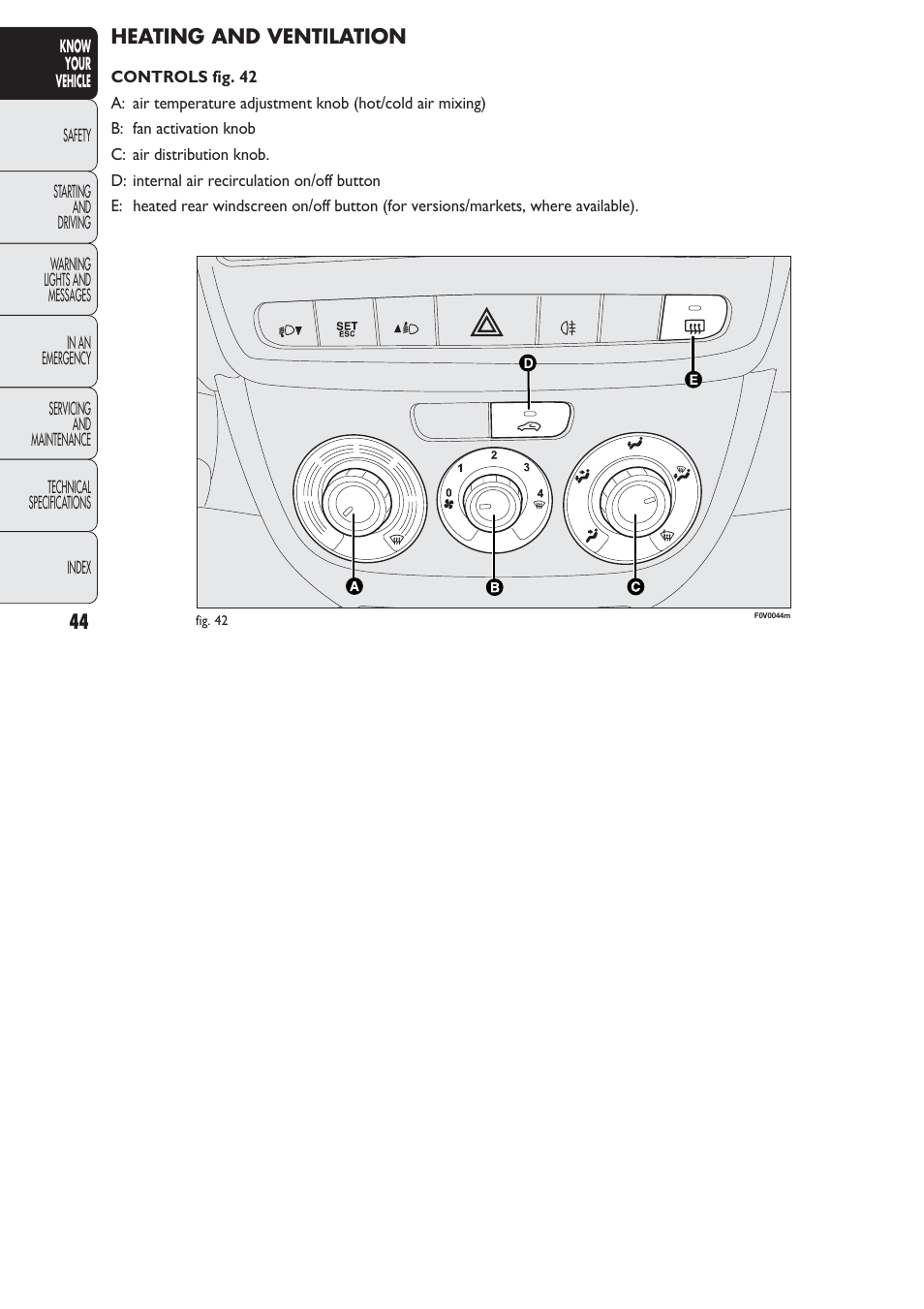 FIAT Nuovo Doblo' Panorama User Manual | Page 45 / 274