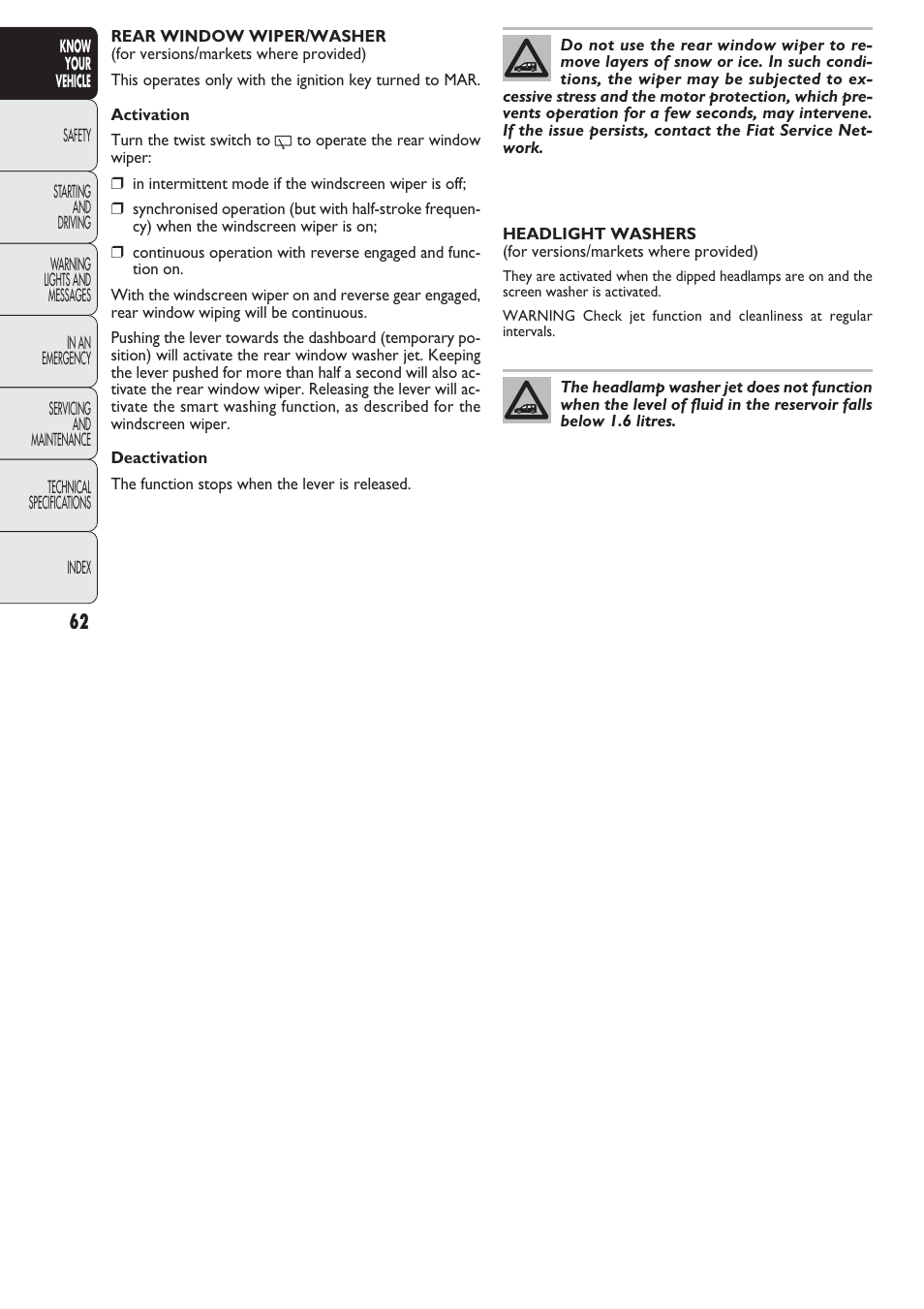 FIAT Nuovo Doblo' Panorama User Manual | Page 63 / 274