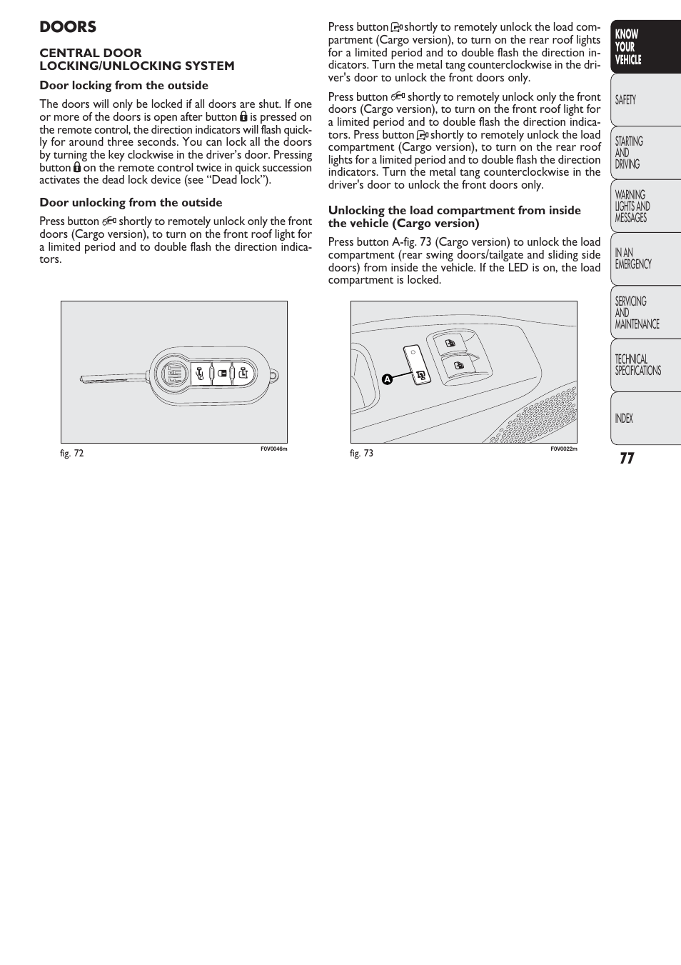 FIAT Nuovo Doblo' Panorama User Manual | Page 78 / 274