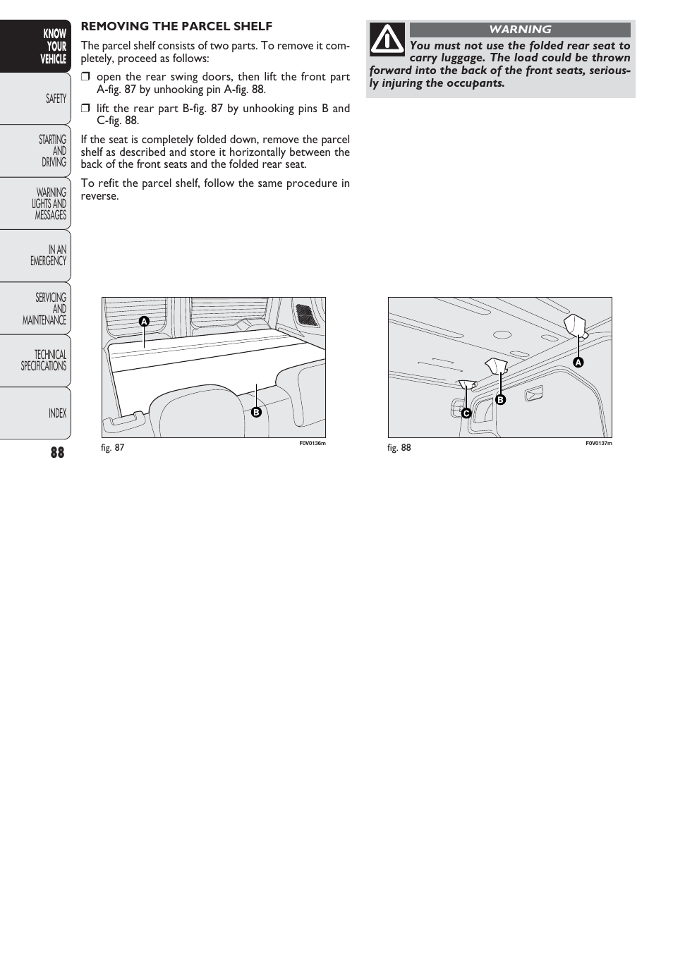 FIAT Nuovo Doblo' Panorama User Manual | Page 89 / 274