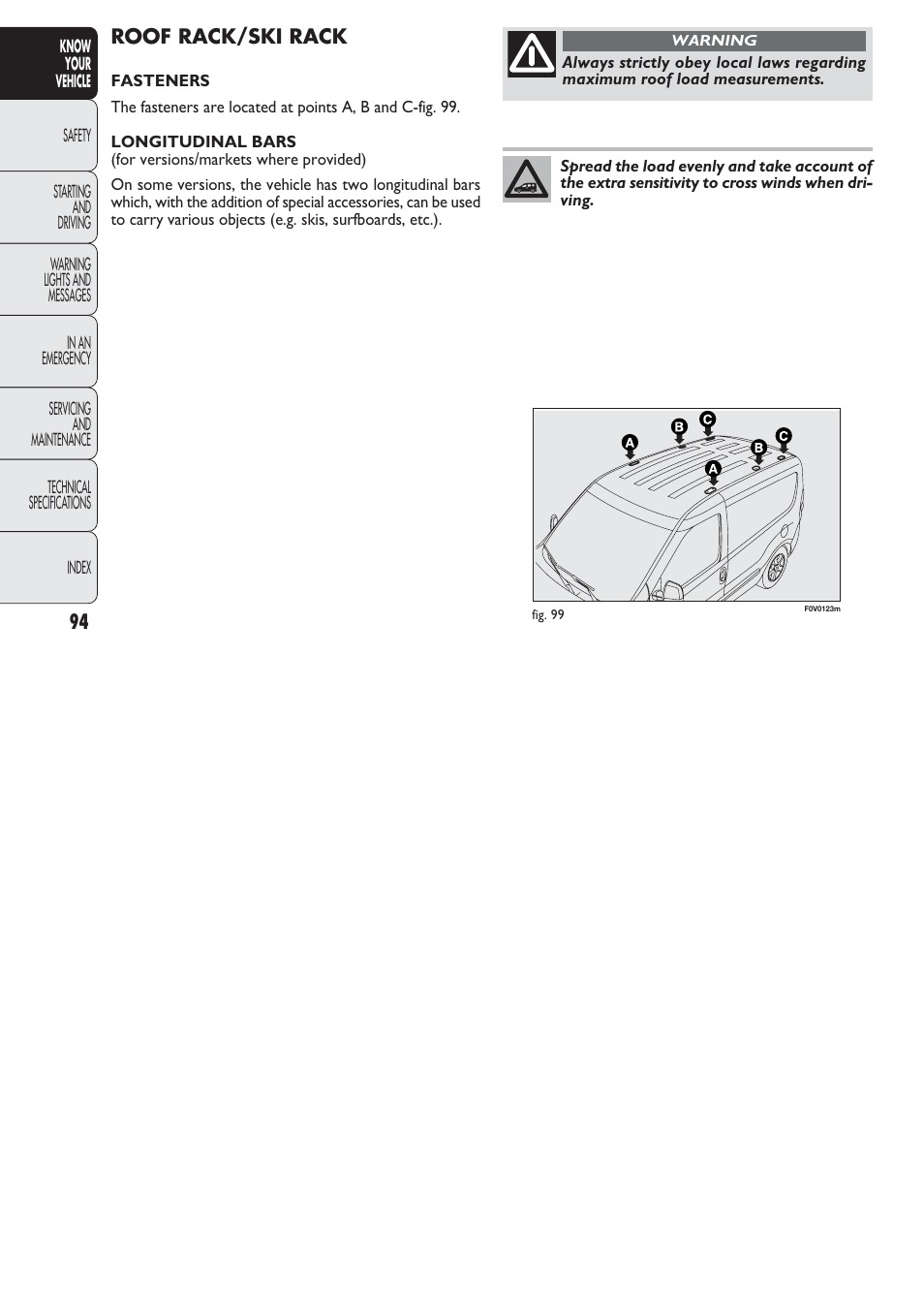 FIAT Nuovo Doblo' Panorama User Manual | Page 95 / 274