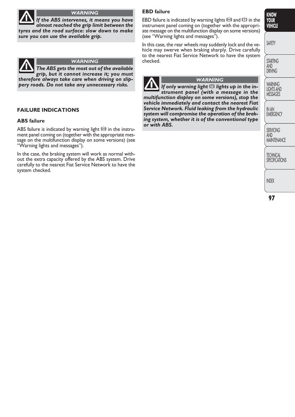 FIAT Nuovo Doblo' Panorama User Manual | Page 98 / 274