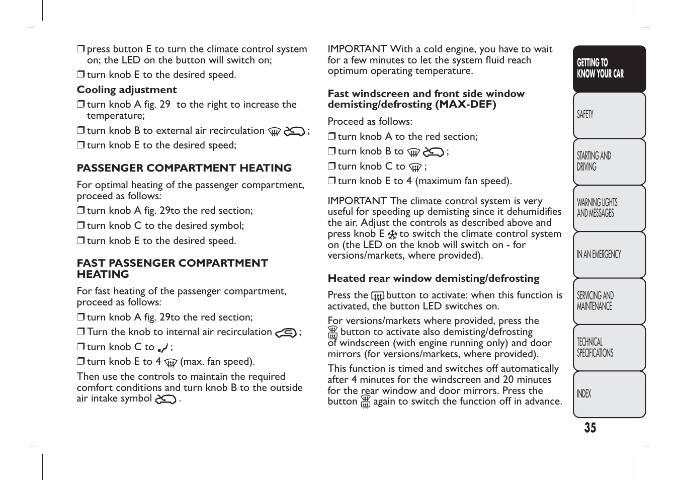 FIAT Panda User Manual | Page 39 / 284