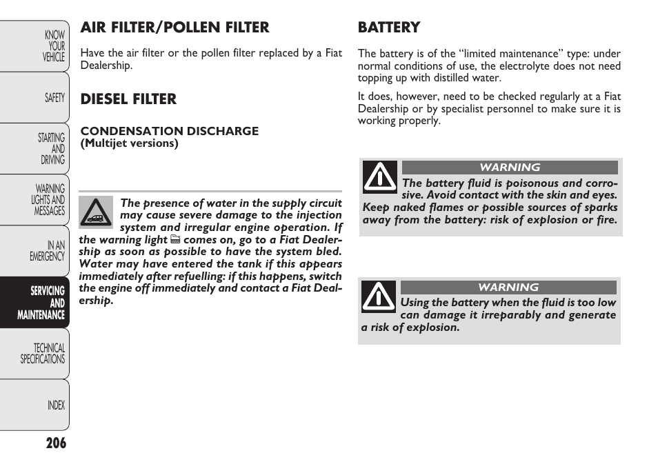 FIAT Nuovo Doblo' Panorama User Manual | Page 210 / 283