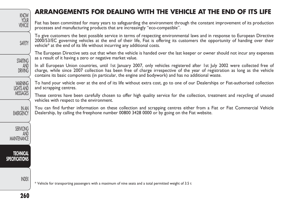 FIAT Nuovo Doblo' Panorama User Manual | Page 264 / 283