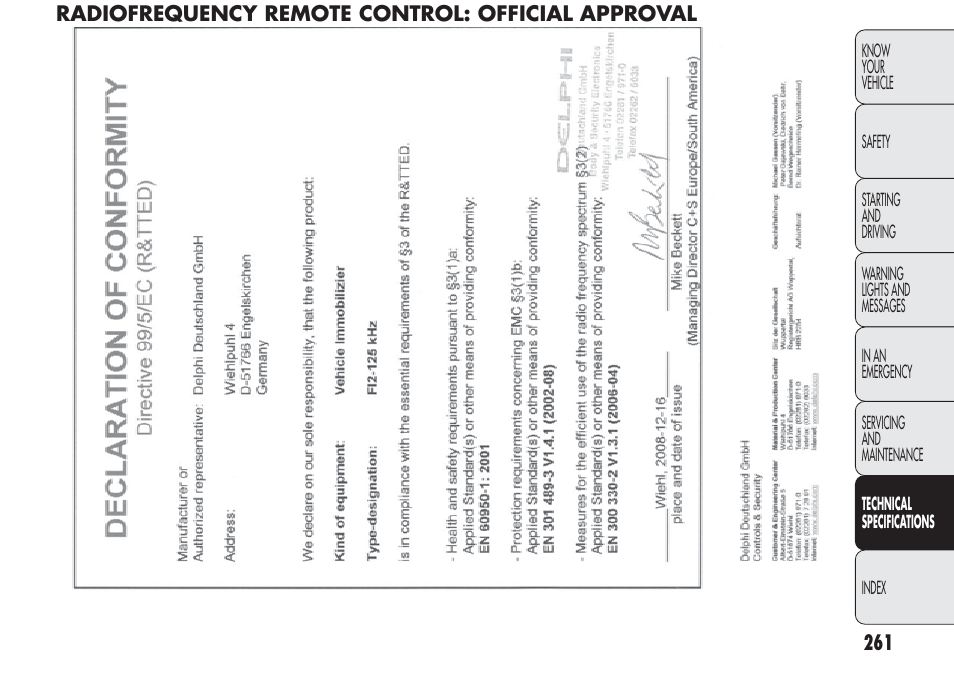 FIAT Nuovo Doblo' Panorama User Manual | Page 265 / 283