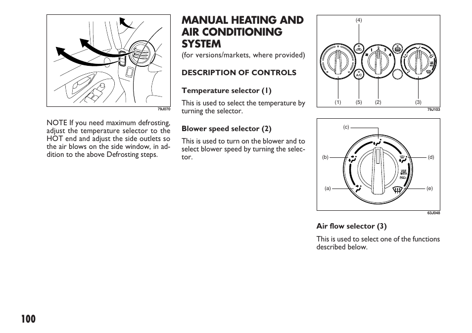 Manual heating and air conditioning system | FIAT Sedici User Manual | Page 101 / 270