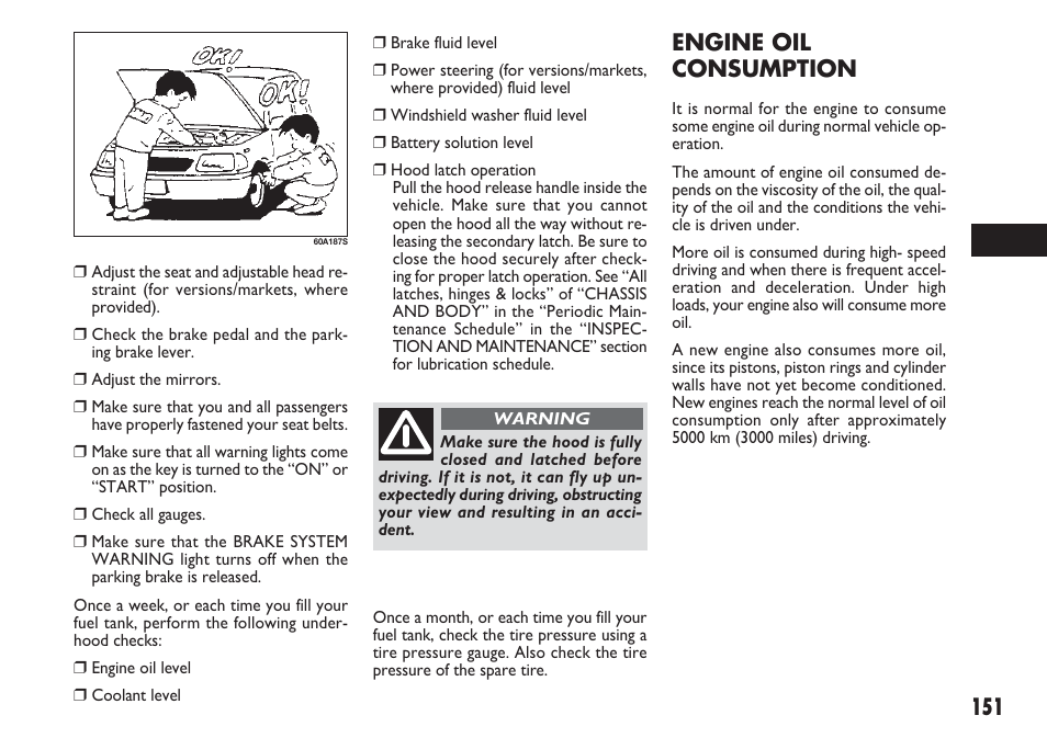 Engine oil consumption | FIAT Sedici User Manual | Page 152 / 270