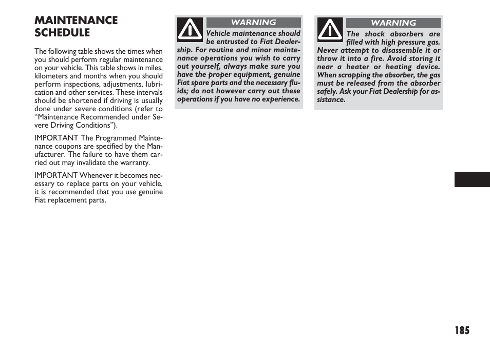 FIAT Sedici User Manual | Page 186 / 270