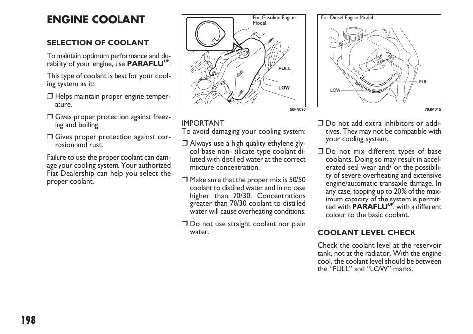 Engine coolant | FIAT Sedici User Manual | Page 199 / 270