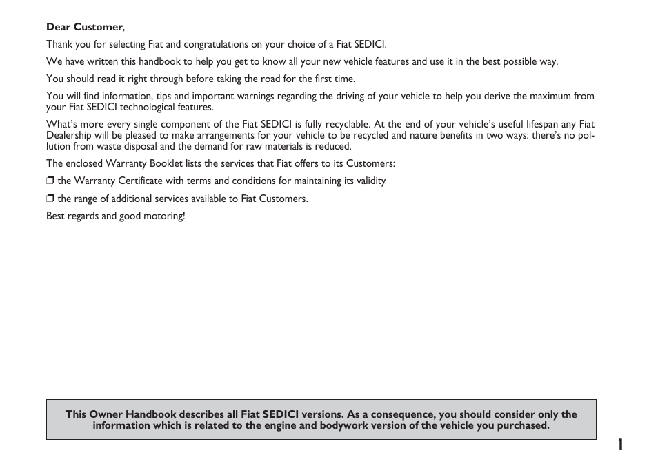 FIAT Sedici User Manual | Page 2 / 270