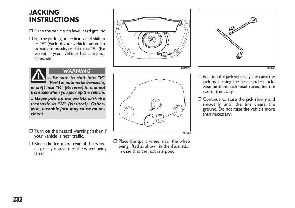 Jacking instructions | FIAT Sedici User Manual | Page 233 / 270