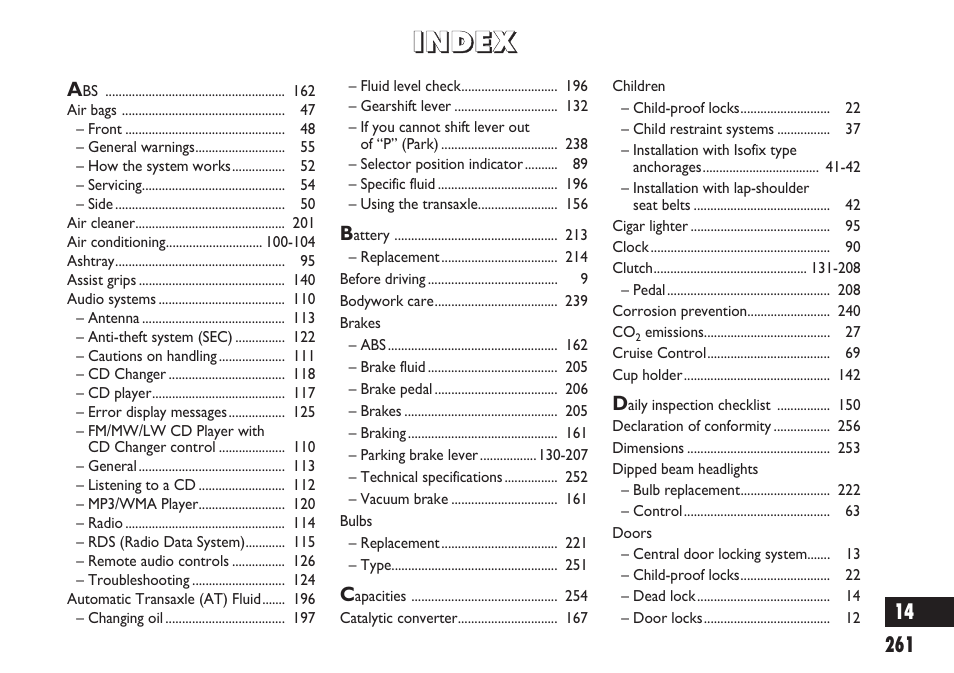 FIAT Sedici User Manual | Page 262 / 270