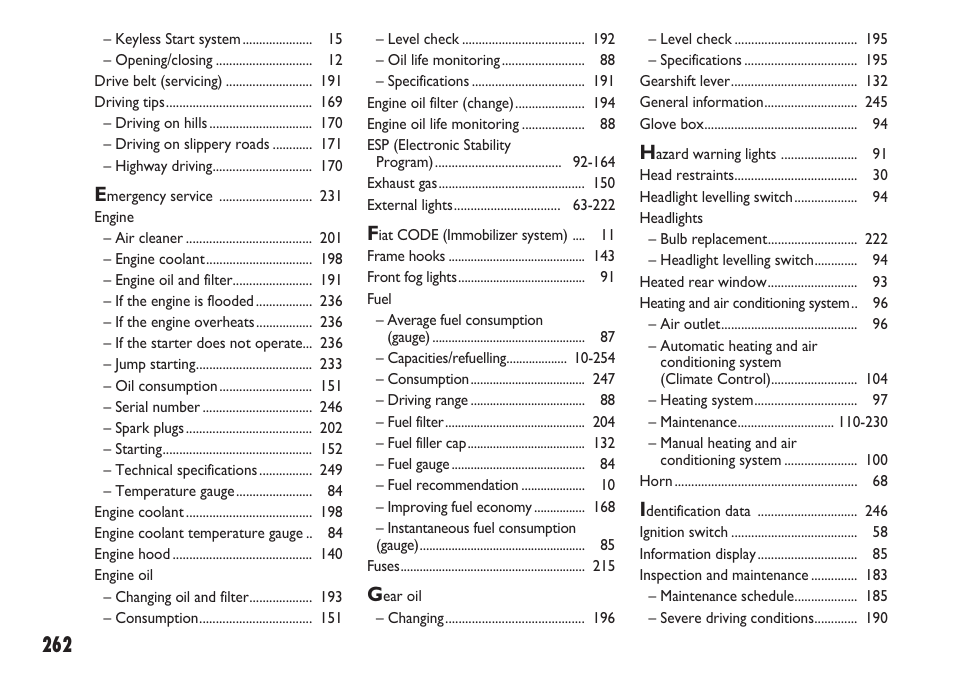FIAT Sedici User Manual | Page 263 / 270