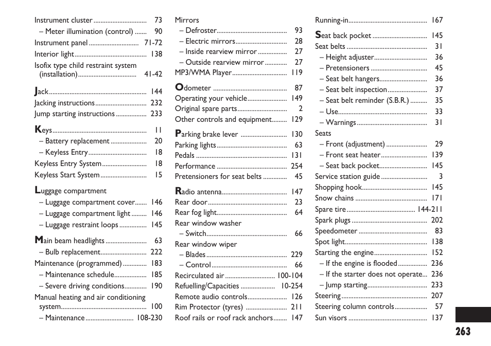 FIAT Sedici User Manual | Page 264 / 270