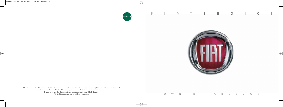 FIAT Sedici User Manual | Page 270 / 270