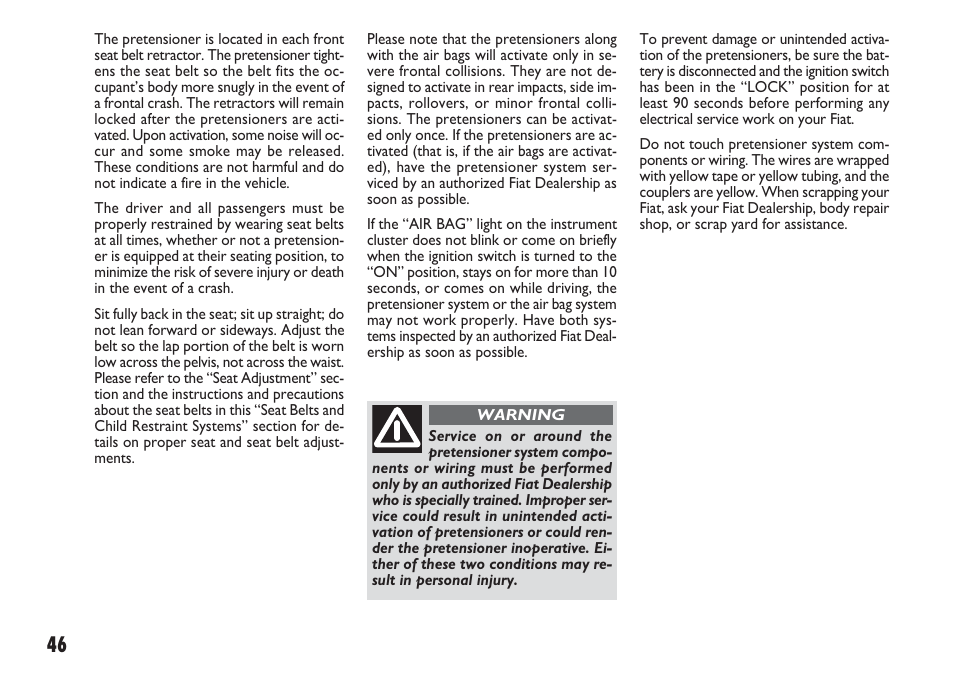 FIAT Sedici User Manual | Page 47 / 270