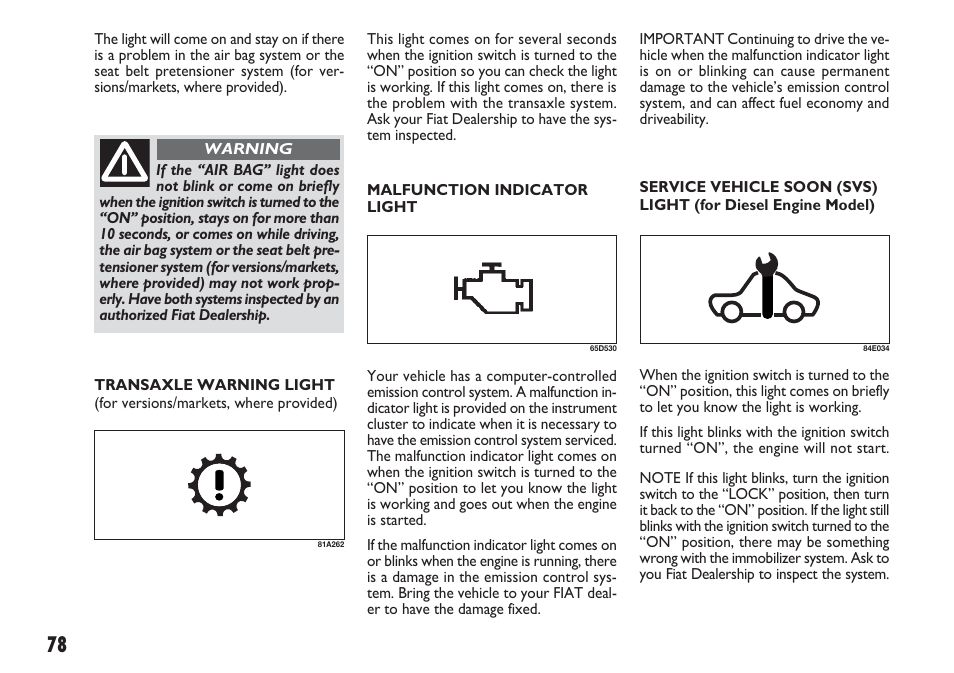 FIAT Sedici User Manual | Page 79 / 270