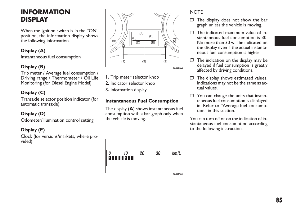 Information display | FIAT Sedici User Manual | Page 86 / 270