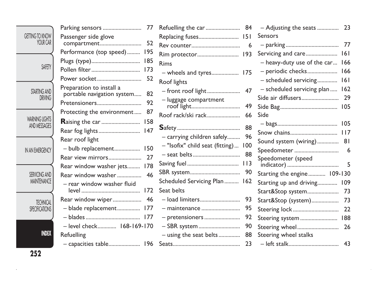 FIAT Panda User Manual | Page 256 / 260