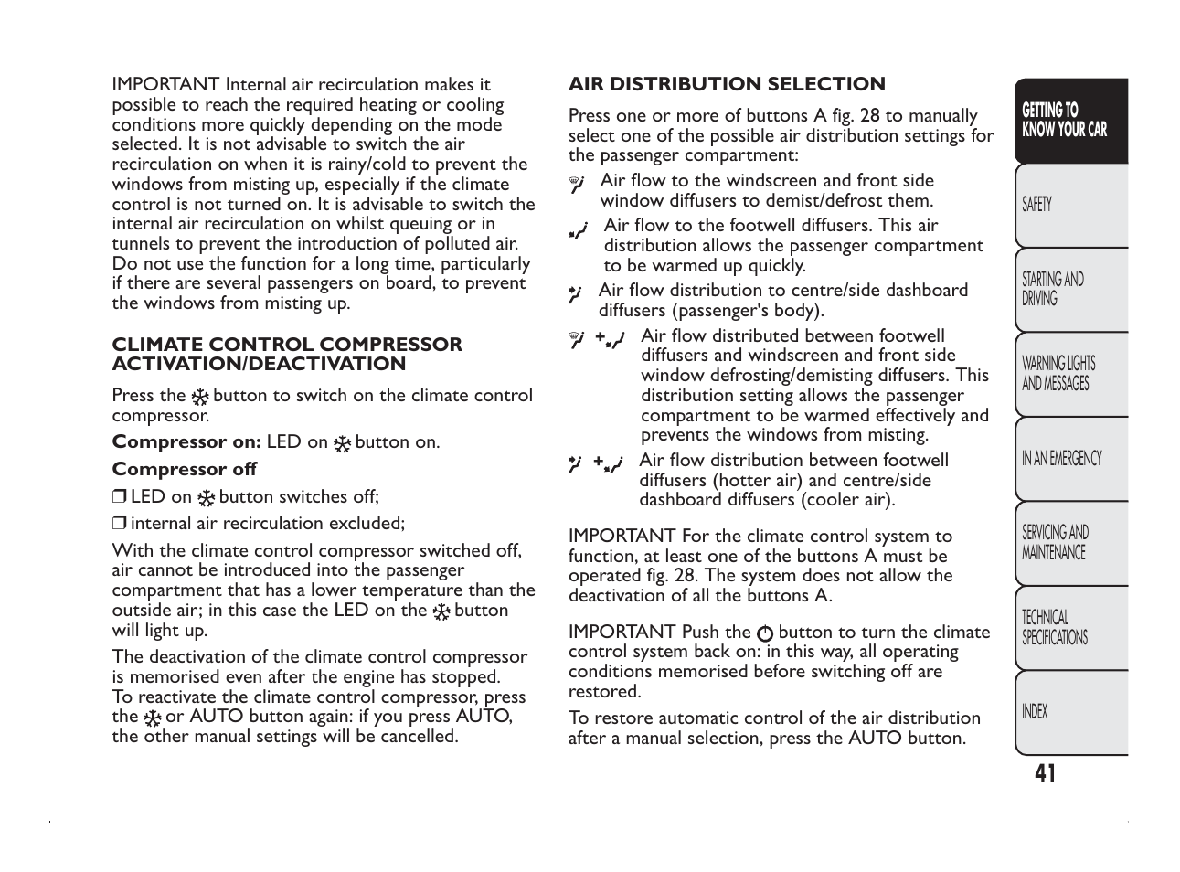 FIAT Panda User Manual | Page 45 / 260