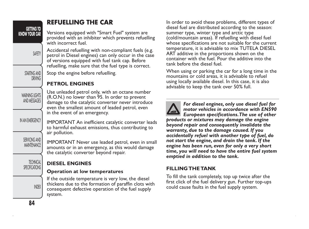 FIAT Panda User Manual | Page 88 / 260