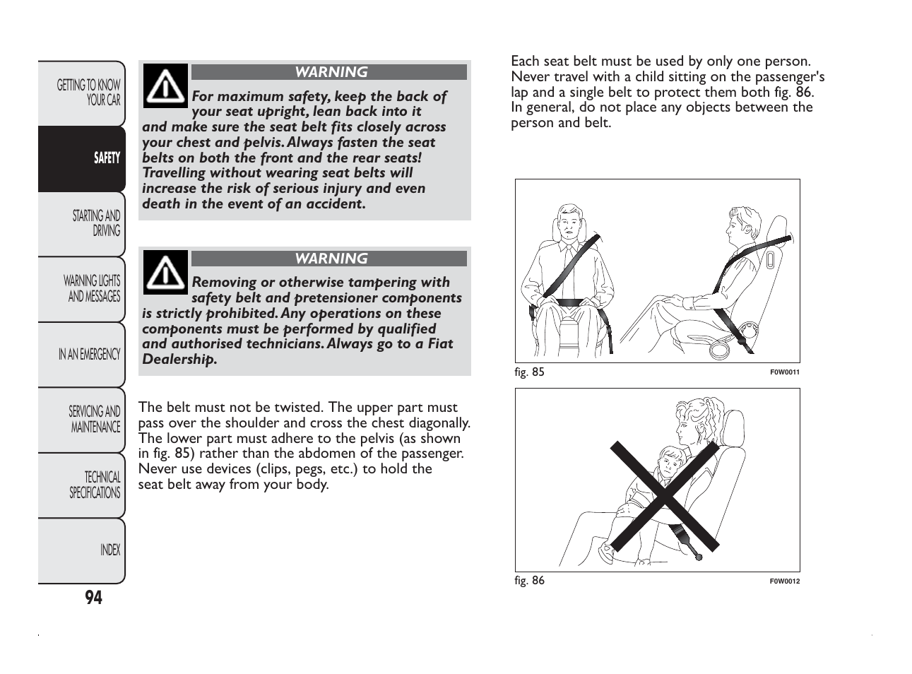 FIAT Panda User Manual | Page 98 / 260