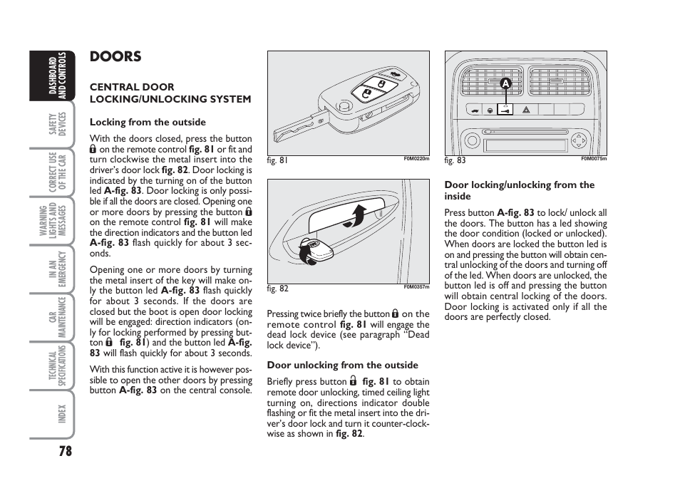 Doors | FIAT Grande Punto Actual User Manual | Page 80 / 243