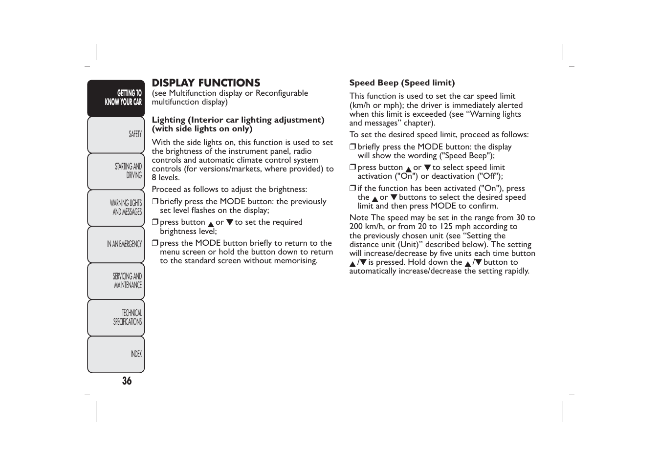 FIAT Bravo User Manual | Page 40 / 299