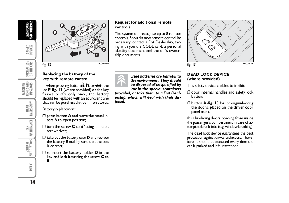 FIAT Stilo User Manual | Page 15 / 274