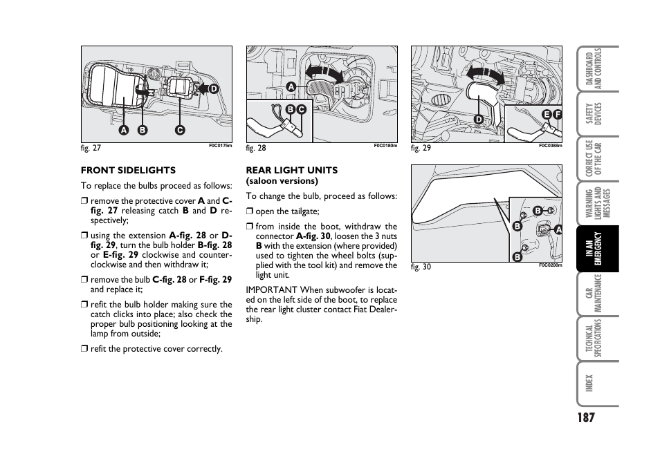 FIAT Stilo User Manual | Page 188 / 274