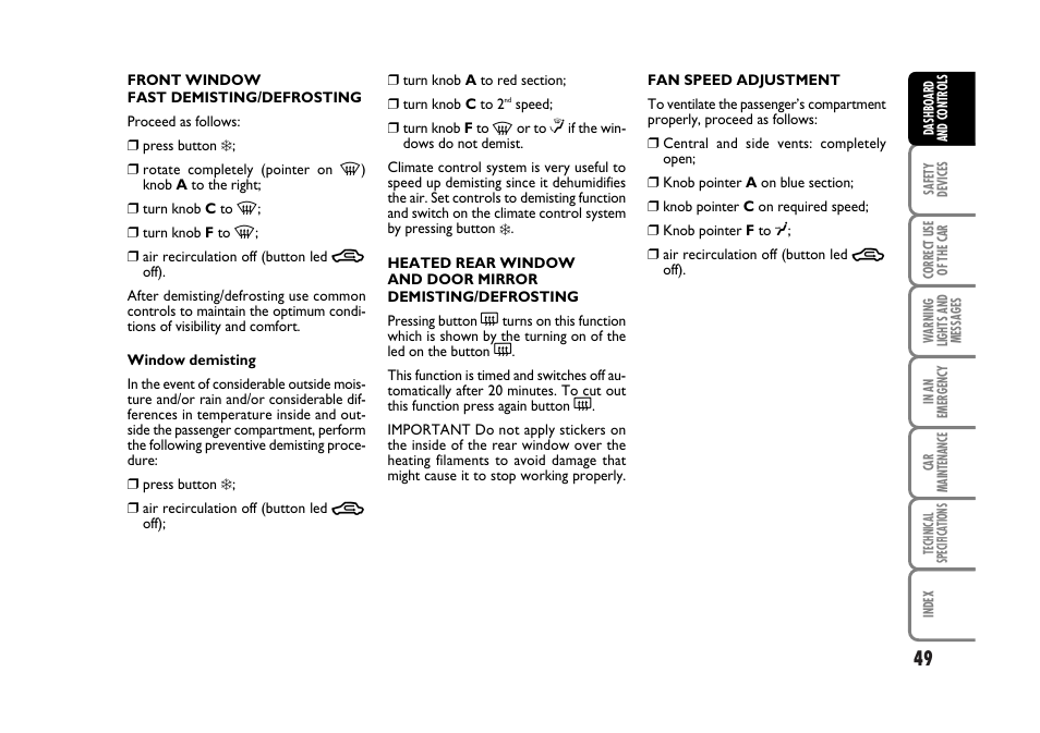 FIAT Stilo User Manual | Page 50 / 274