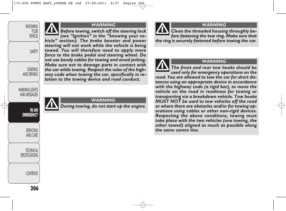 FIAT Punto 2012 User Manual | Page 208 / 267