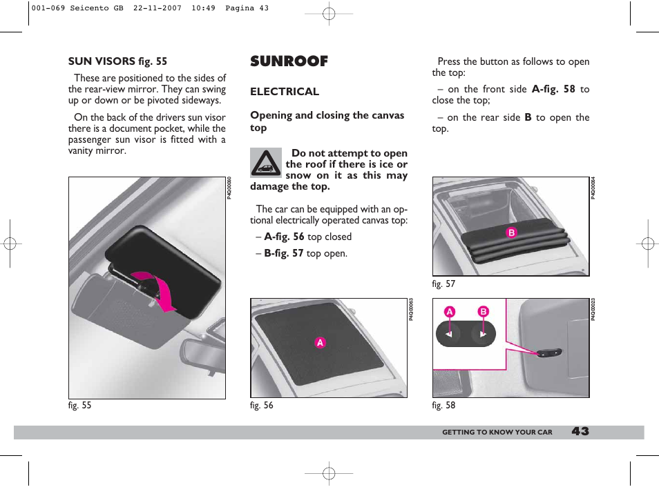 Sunroof | FIAT 600 User Manual | Page 44 / 146