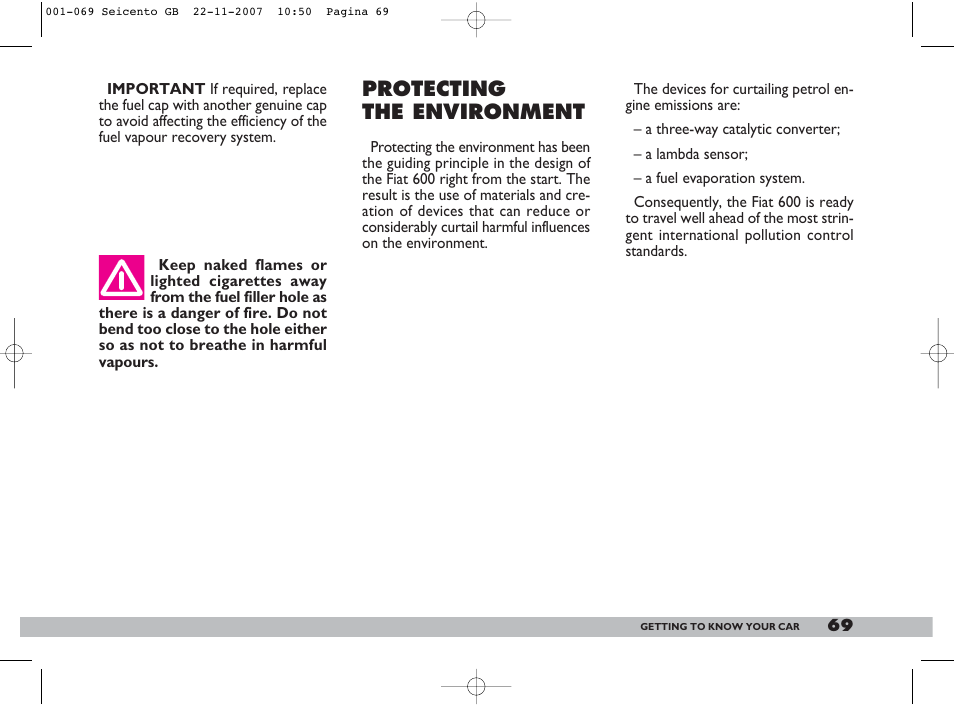 Protecting the environment | FIAT 600 User Manual | Page 70 / 146