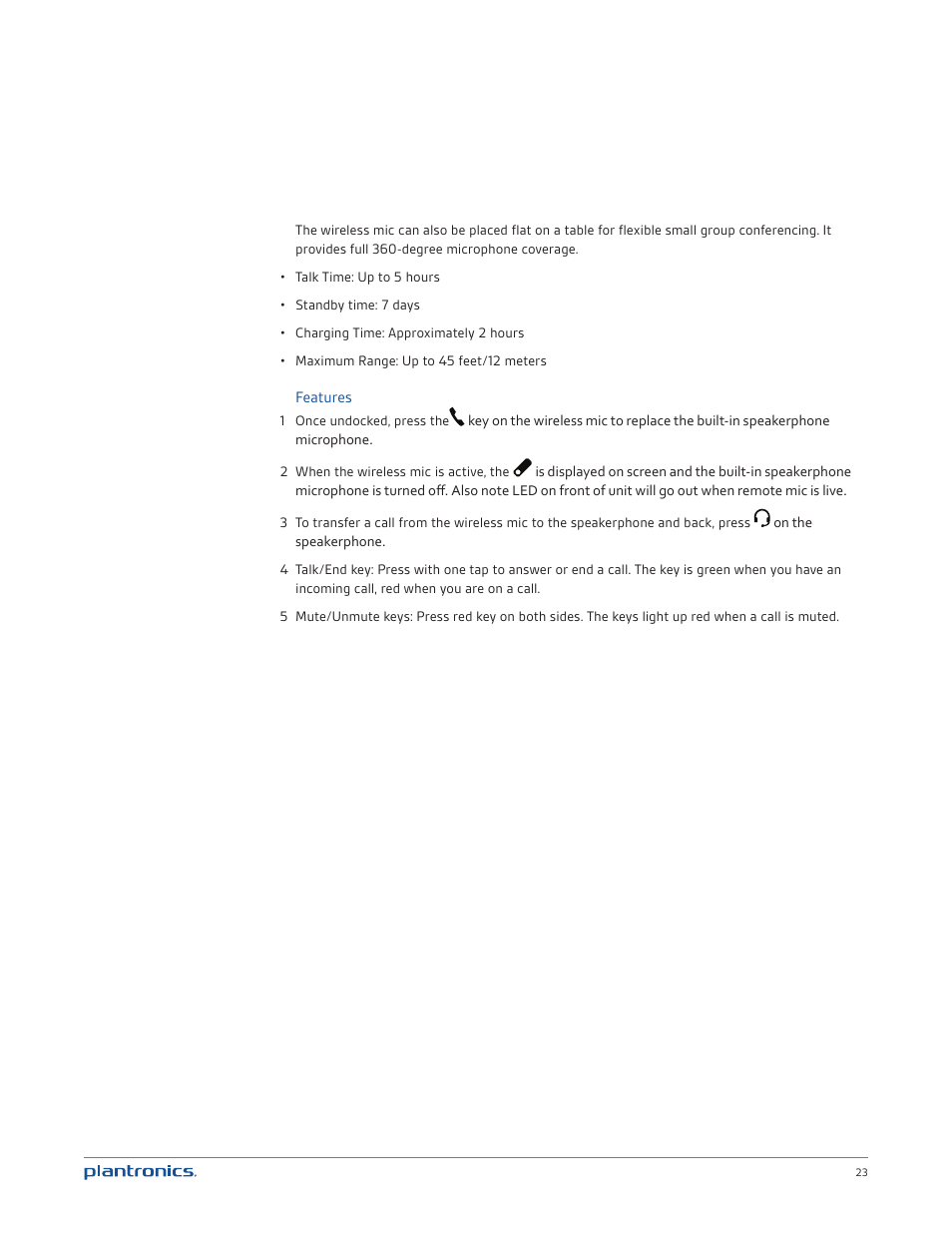 Plantronics Calisto 835m User Manual | Page 23 / 34
