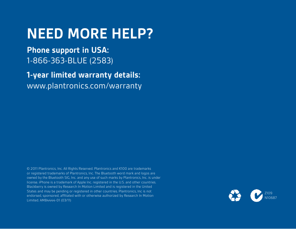Need more help | Plantronics K100 User Manual | Page 8 / 8