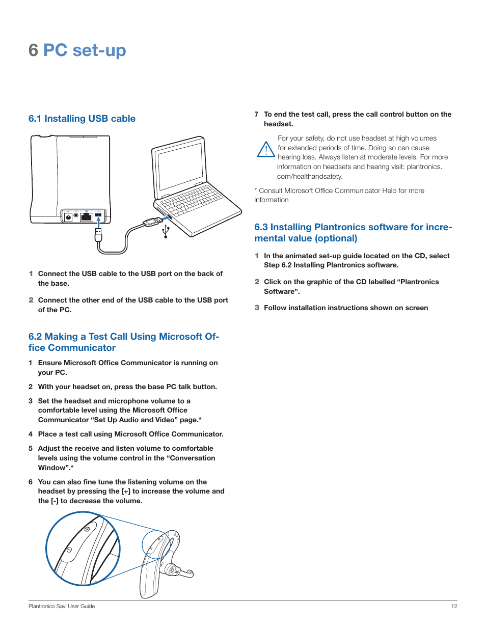 6pc set-up | Plantronics Savi Office WO201 User Manual | Page 12 / 25