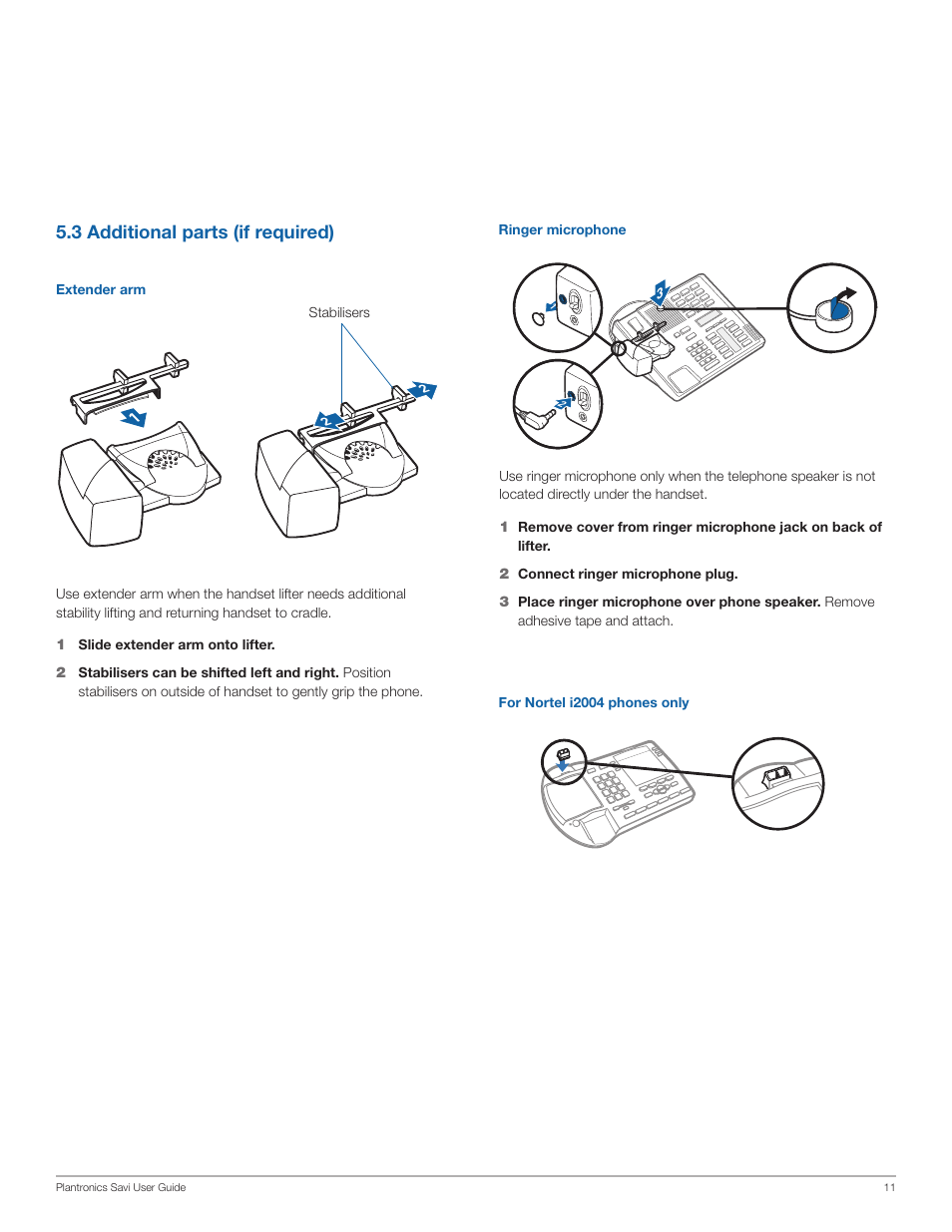 3 additional parts (if required) | Plantronics Savi Office WO100 User Manual | Page 11 / 25