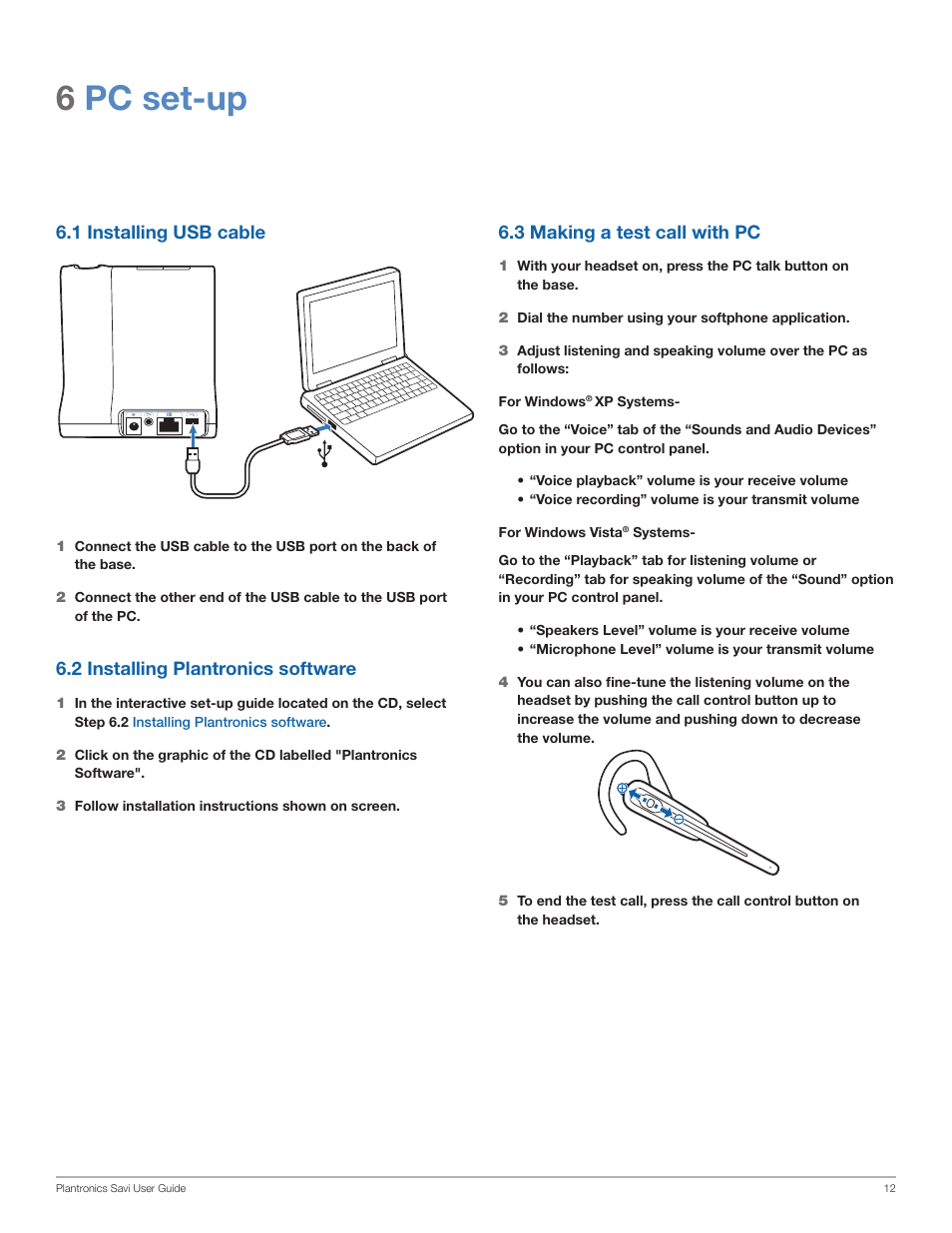 6pc set-up | Plantronics Savi Office WO100 User Manual | Page 12 / 25