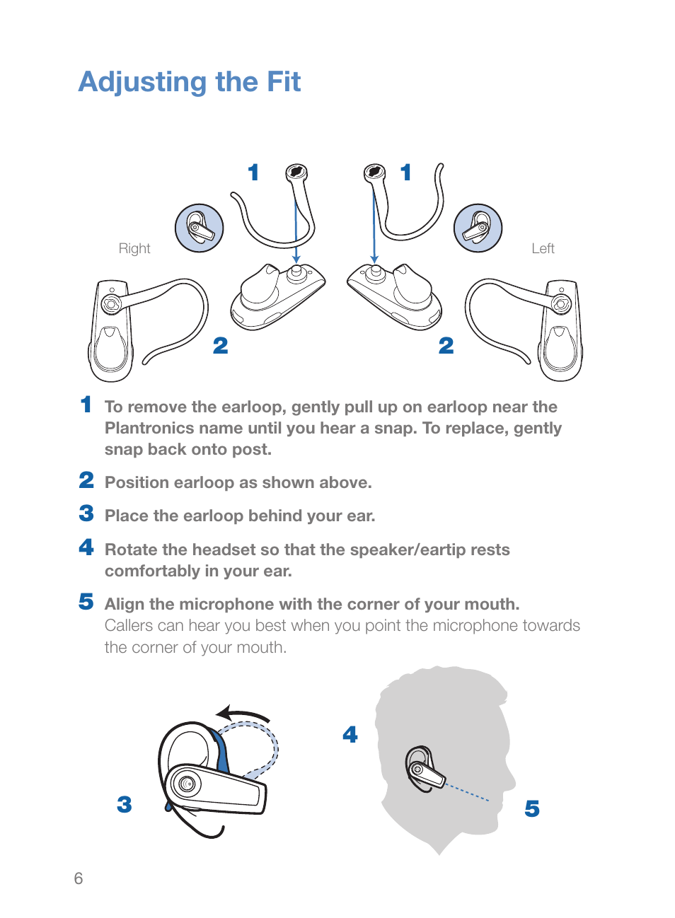 Adjusting the fit | Plantronics Explorer 260 User Manual | Page 10 / 18