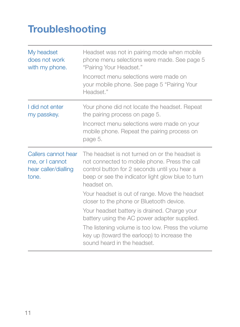 Troubleshooting | Plantronics Explorer 260 User Manual | Page 15 / 18