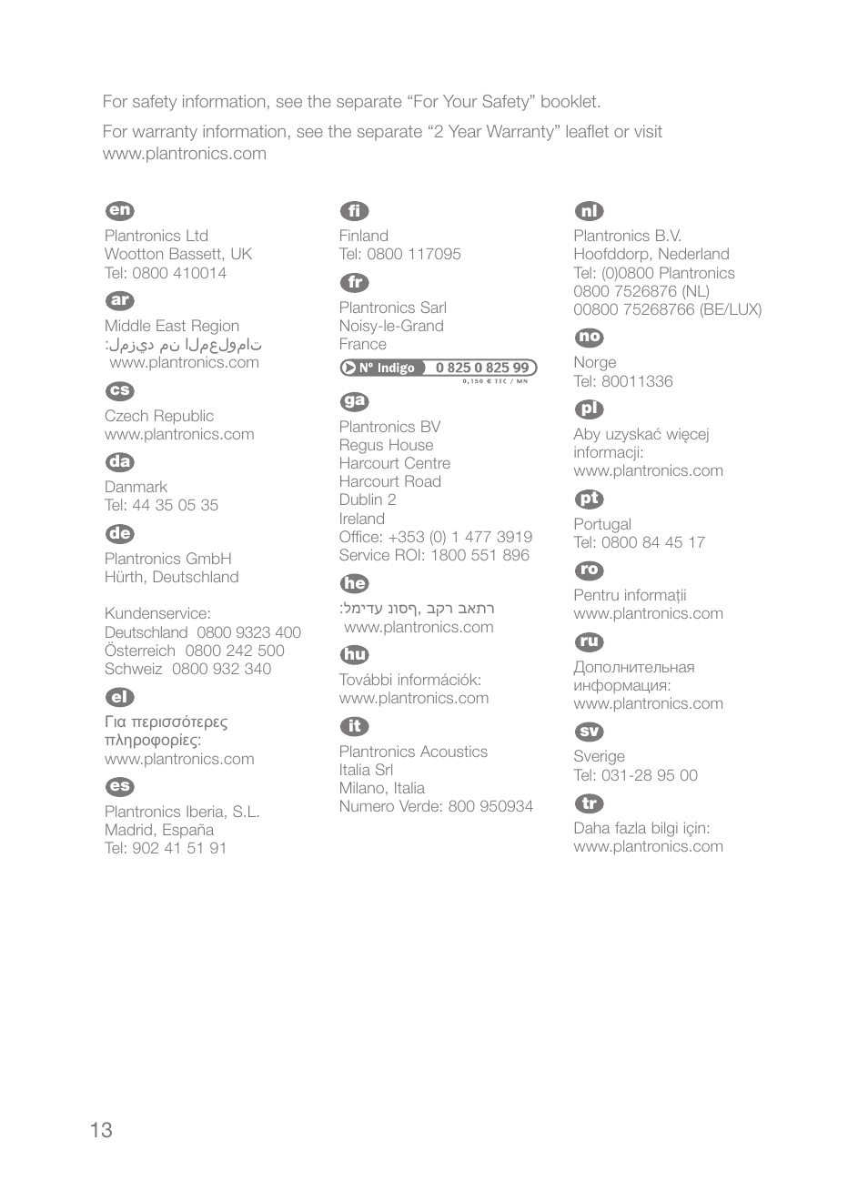 Plantronics Explorer 260 User Manual | Page 17 / 18