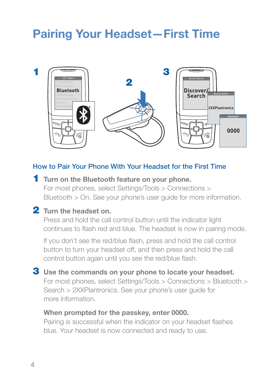 Pairing your headset—first time | Plantronics Explorer 260 User Manual | Page 8 / 18