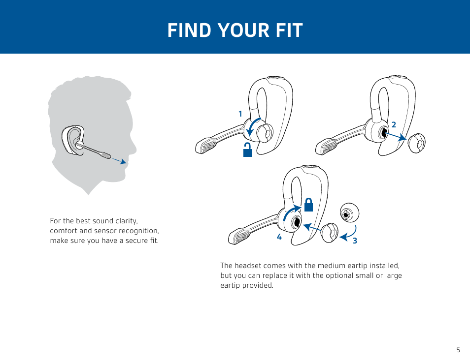Find your fit | Plantronics Voyager PRO HD User Manual | Page 5 / 11